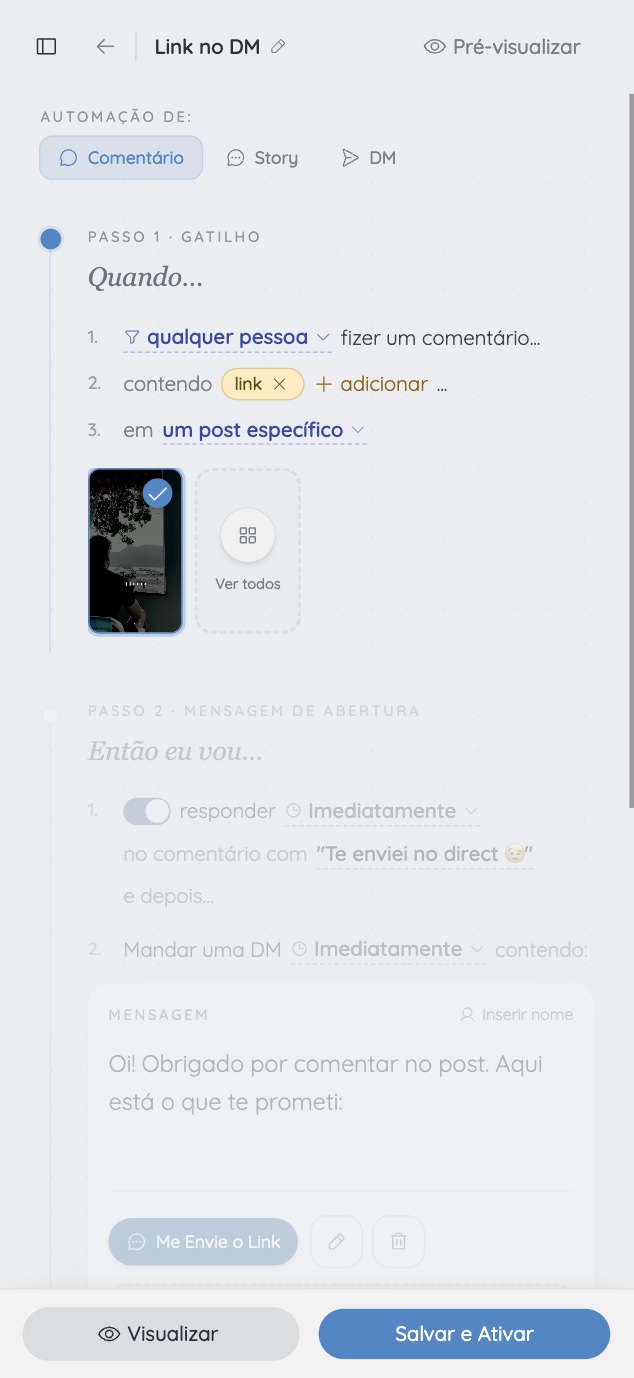 Tela de conexão do Instagram com a levios